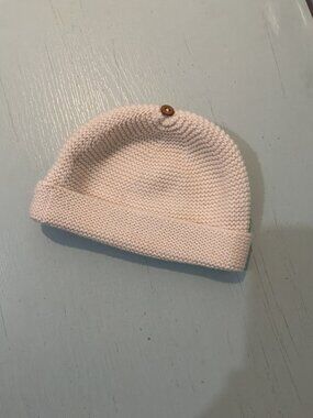 Bonpoint Cream Garter Knit Beanie T2 18-24M